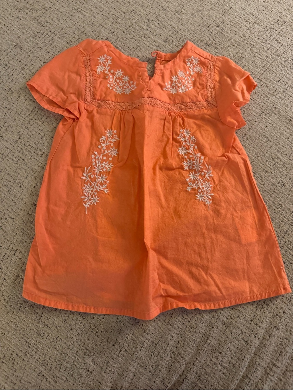 Old Navy Orange Embroidered Flutter-Sleeve Top